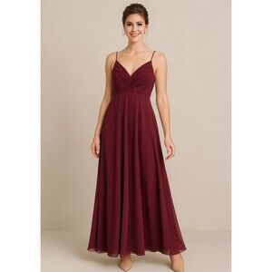 Vintage Y2K 90s Burgundy Chiffon Maxi Dress sz M Formal Prom Dark Fairy Romantic